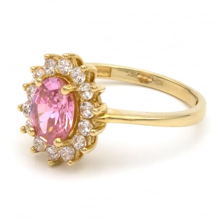 Inel elegant din aur galben 14K cu zirconia roz – GOLD PIC [4]