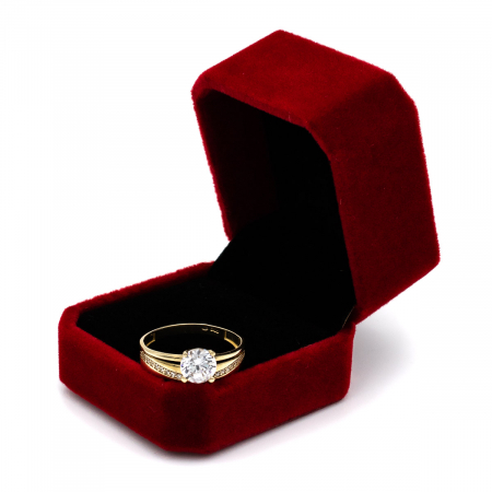 Inel aur galben 14K cu zirconie care strălucește ca un diamant [2]