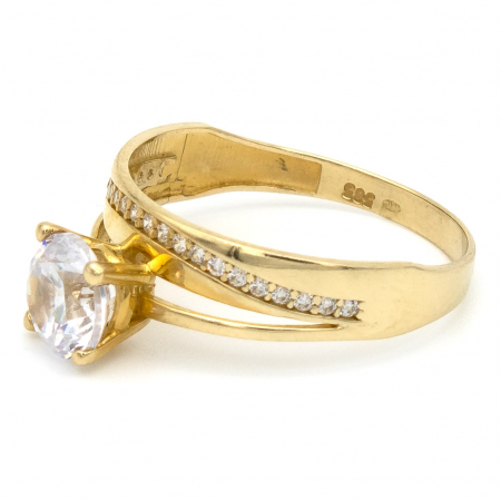Inel aur galben 14K cu zirconie care strălucește ca un diamant [4]