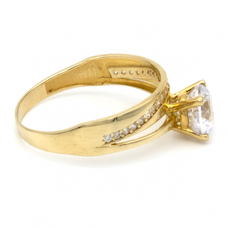 Inel aur galben 14K cu zirconie care strălucește ca un diamant [5]