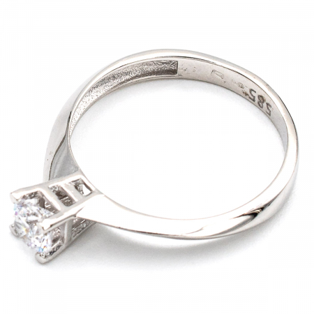 Inel de logodnă din aur alb 14K cu piatră zirconia – GOLD PIC [3]