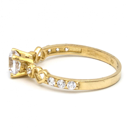 Inel aur galben 14K cu două inimi zirconia – inel romantic GOLD PIC [4]
