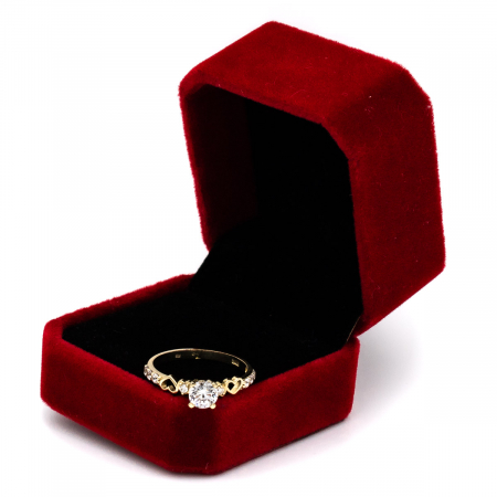 Inel aur galben 14K cu două inimi zirconia – inel romantic GOLD PIC [2]