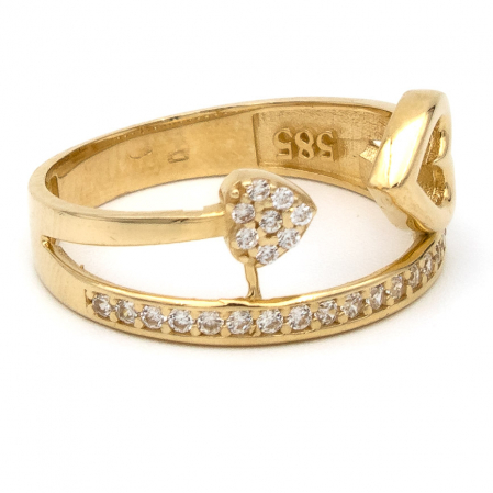 Inel aur galben 14K cu inima dubla – bijuterie GOLD PIC [5]