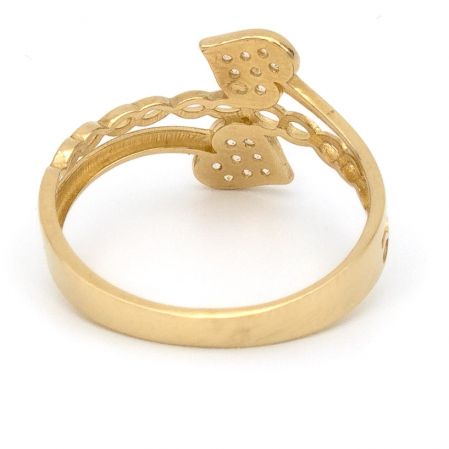 Inel aur galben 14K cu două inimi si zirconia –  GOLD PIC [6]