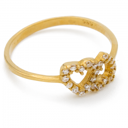 Inel Doua Inimioare Aur 14k [2]