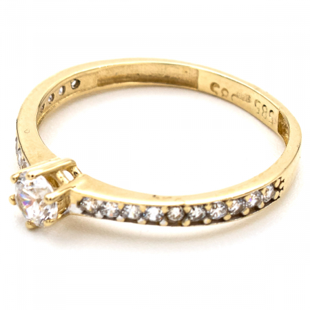 Inel de logodnă din aur galben 14K cu zirconii – model Elegance [2]