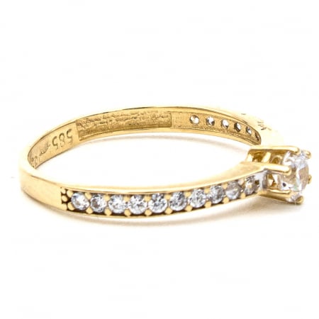 Inel de logodnă din aur galben 14K cu zirconii – model Elegance [4]