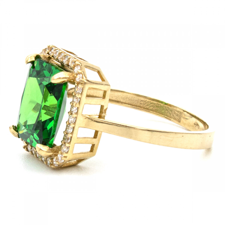 Inel Elixir din aur galben 14K cu piatră verde și zirconii [3]