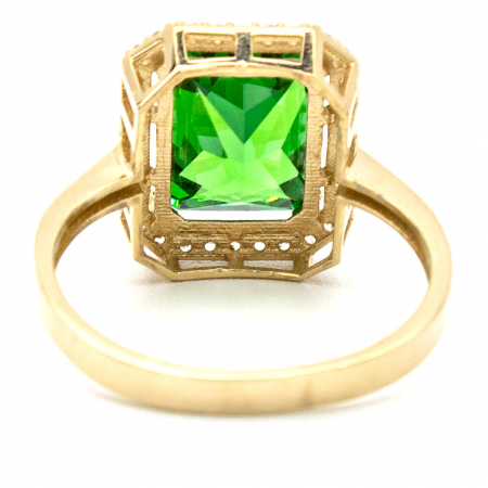 Inel Elixir din aur galben 14K cu piatră verde și zirconii [5]