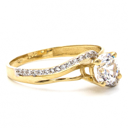 inel de logodnă Eternity din aur galben 14K cu zirconia [4]