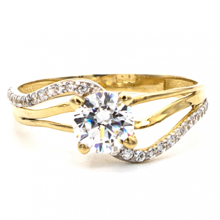 Inele - inel de logodnă Eternity din aur galben 14K cu zirconia