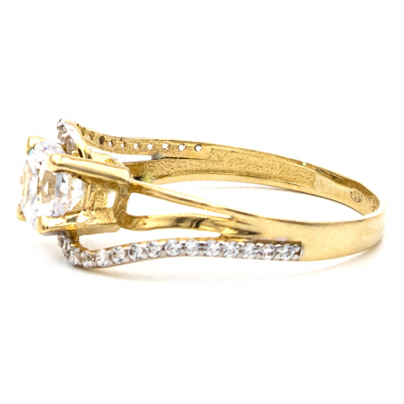 inel de logodnă Eternity din aur galben 14K cu zirconia [3]
