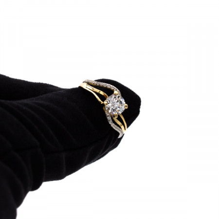 inel de logodnă Eternity din aur galben 14K cu zirconia [6]