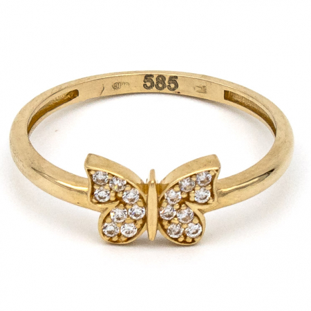 Inele - Inel delicat cu fluture din aur galben 14K – GOLD PIC