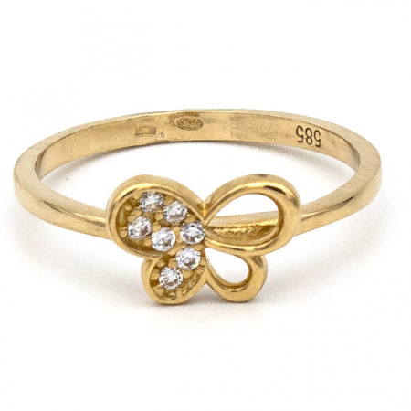 Inele - Inel aur galben 14K cu fluturaș – bijuterie elegantă pentru femei