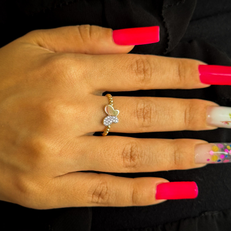 Inel Fluture și Pietre zirconia din aur galben 14K – GOLD PIC [1]