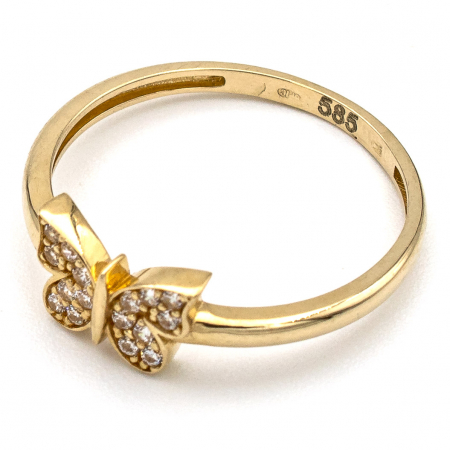 Inel delicat cu fluture din aur galben 14K – GOLD PIC [3]