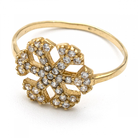 Inel din aur galben 14K cu model fulg de nea –  GOLD PIC [3]