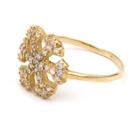 Inel din aur galben 14K cu model fulg de nea –  GOLD PIC [4]