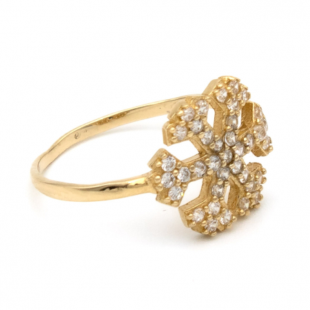 Inel din aur galben 14K cu model fulg de nea –  GOLD PIC [5]