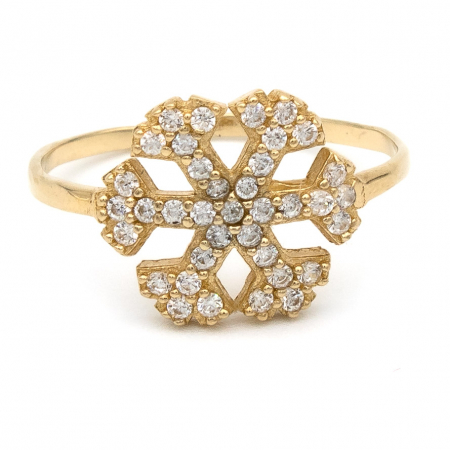 Inele - Inel din aur galben 14K cu model fulg de nea –  GOLD PIC