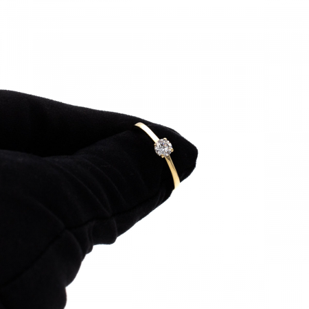Inel de logodnă din aur galben 14K cu piatră zirconia – model Harmony [6]