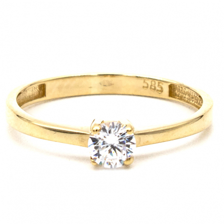Inele - Inel de logodnă din aur galben 14K cu piatră zirconia – model Harmony