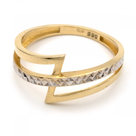 Inel în formă de Z din aur galben și alb 14K – GOLD PIC [3]
