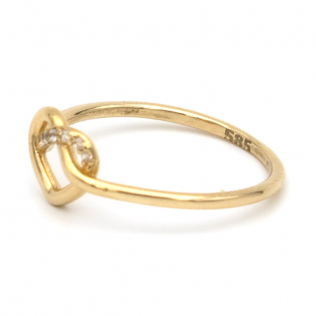Inel inimă simplă și aur galben 14K – bijuterie cu emoție GOLD PIC [4]