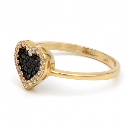 Inel din aur galben 14K cu inimă neagră zirconia – GOLD PIC [4]