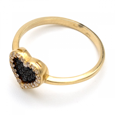 Inel din aur galben 14K cu inimă neagră zirconia – GOLD PIC [3]