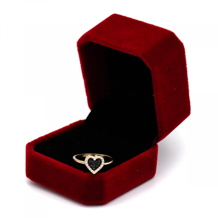 Inel din aur galben 14K cu inimă neagră zirconia – GOLD PIC [2]