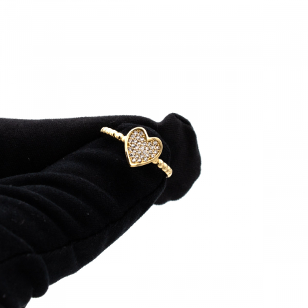 Inel cu inimă și bile din aur galben 14K – GOLD PIC [7]