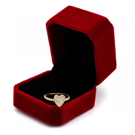 Inel cu inimă și bile din aur galben 14K – GOLD PIC [2]