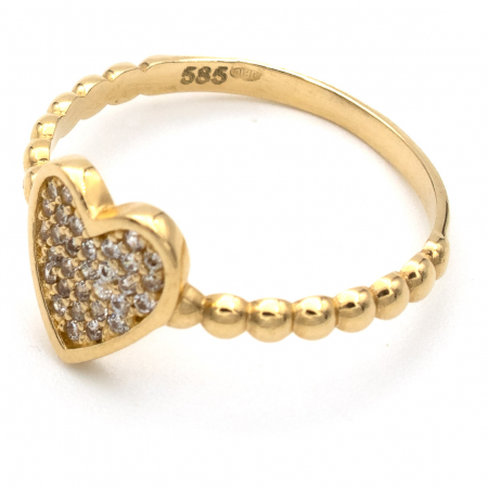 Inel cu inimă și bile din aur galben 14K – GOLD PIC [3]