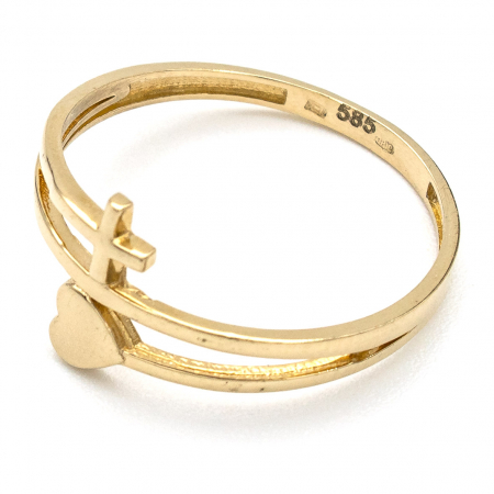 Inel Inimă și Cruce din aur galben 14K – GOLD PIC [3]