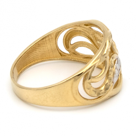 Inel cu inimioare impletite din aur galben și alb 14K – GOLD PIC [5]