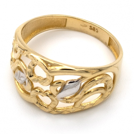 Inel cu inimioare impletite din aur galben și alb 14K – GOLD PIC [3]