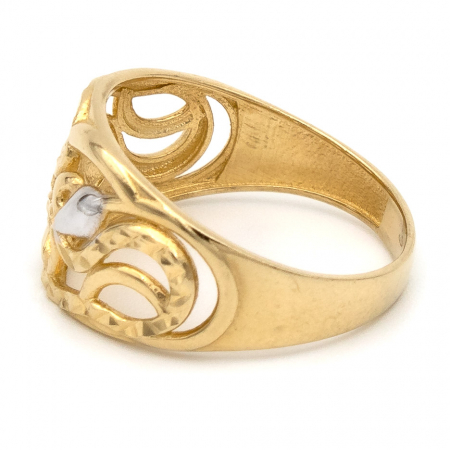 Inel cu inimioare impletite din aur galben și alb 14K – GOLD PIC [4]