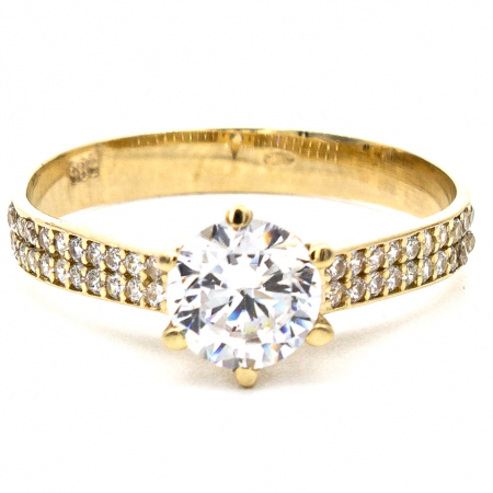 Inele - Inel din aur galben 14K Promise cu zirconii