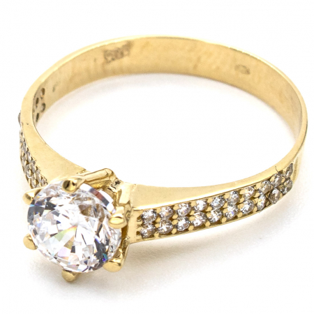 Inel din aur galben 14K Promise cu zirconii [2]