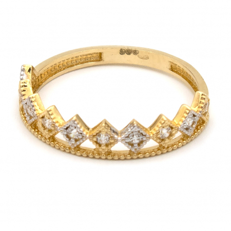 Inele - Inel aur galben 14K cu model din romburi – design geometric GOLD PIC