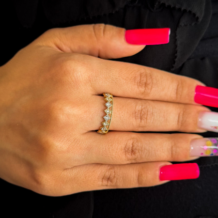 Inel aur galben 14K cu model din romburi – design geometric GOLD PIC [1]