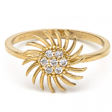 Inele - Inel Raze de Soare din aur galben 14K cu zirconia – GOLD PIC