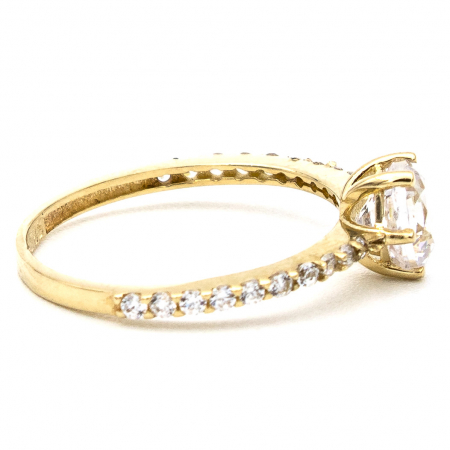 Inel Spark din aur galben 14K cu zirconii – inel de logodnă elegant [4]