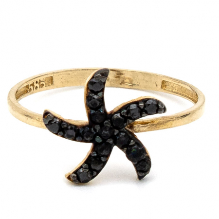 Inele - Inel stea de mare din aur galben 14K cu zirconia – GOLD PIC