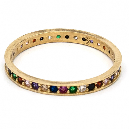 Inele - Inel aur galben 14K cu pietre zirconia curcubeu – model Tennis GOLD PIC