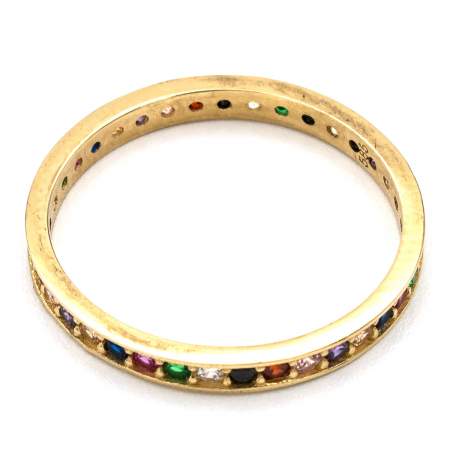 Inel aur galben 14K cu pietre zirconia curcubeu – model Tennis GOLD PIC [3]