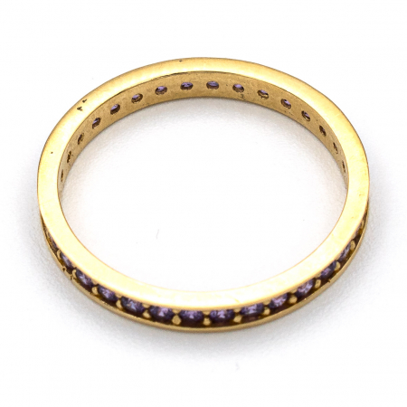 Inel aur galben 14K cu pietre mov zirconia – model Tennis [3]